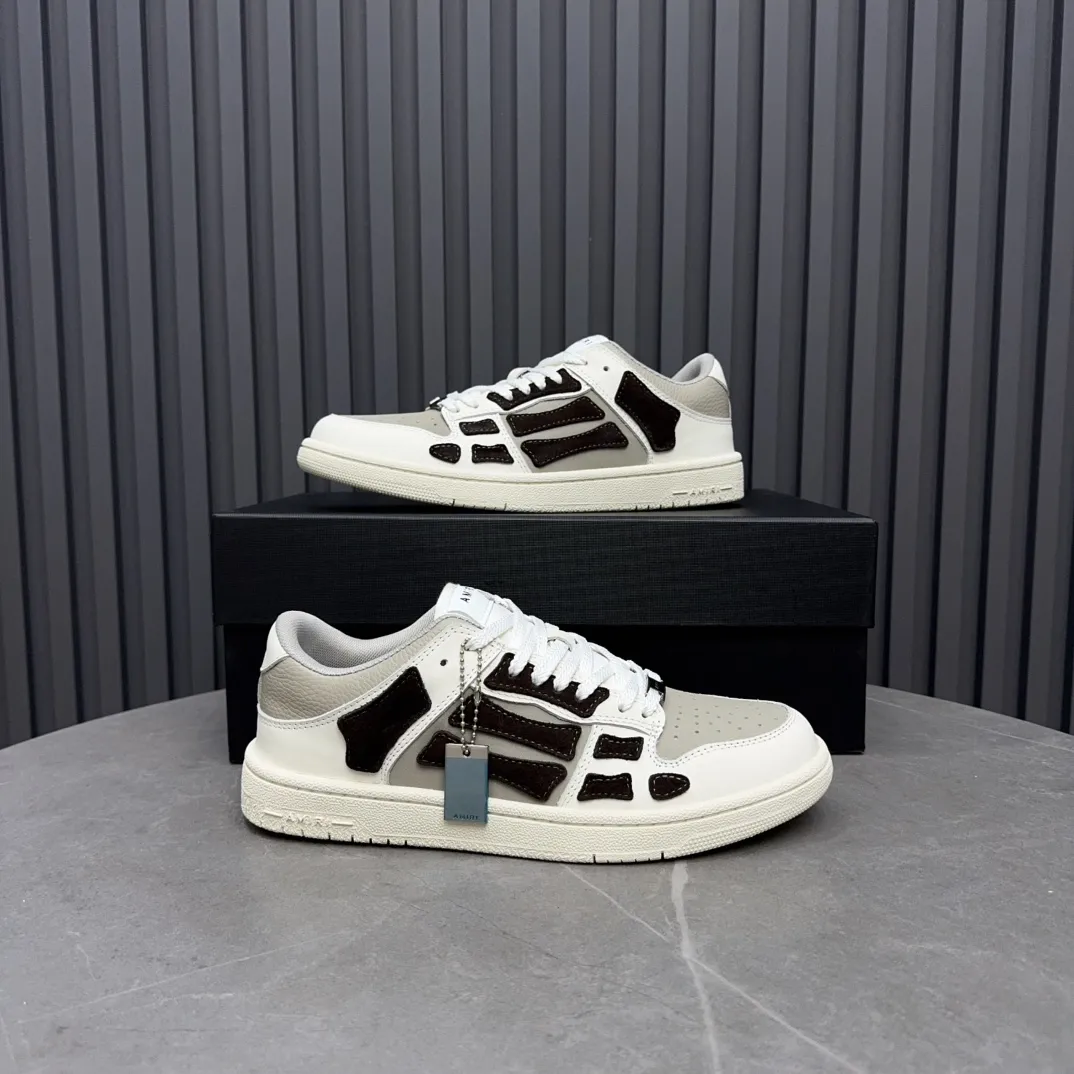 Men's men's shoes 💰600 AMIRI high street sneakers with bone sports shoes, toe layer cowhide upper, upper side bones, hand-stitched, good three-dimensional effect, customized metal LOGO, size 38-45 46